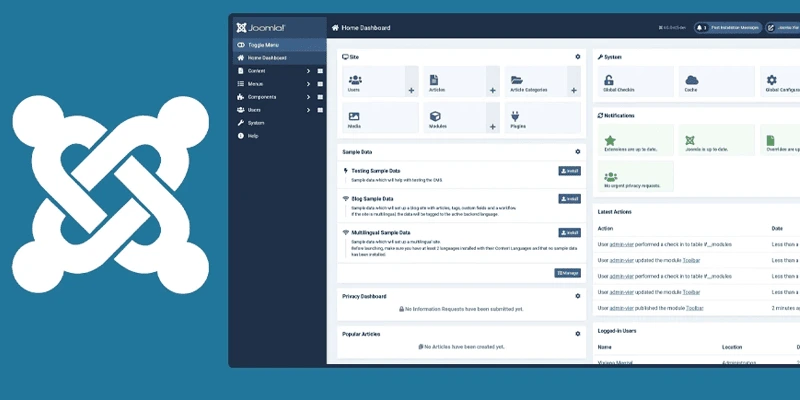 joomla dashboard