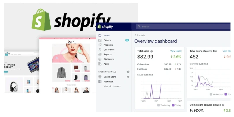 shopify web design themes dashboard