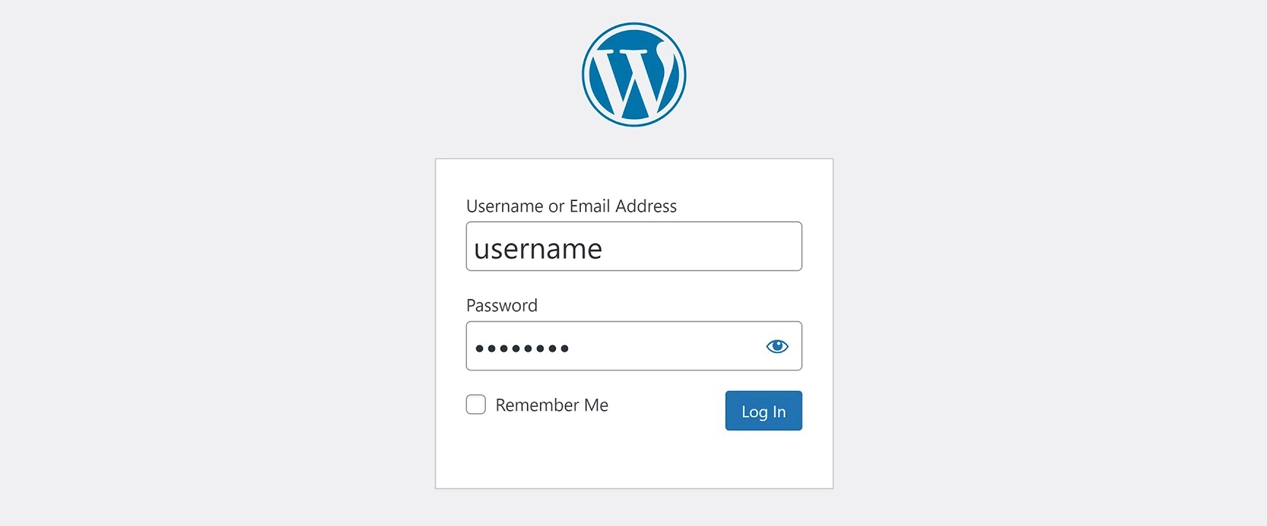 wordpress login screen